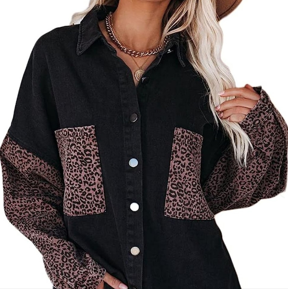 Womens Leopard Denim Jackets